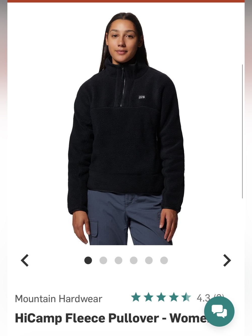 Women’s Small Mountain Hardwear Black HiCamp Fleece Zip-Up Pullover